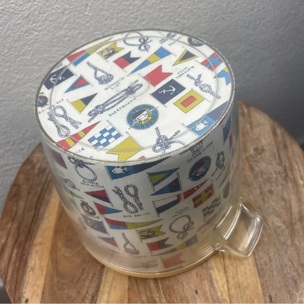 Vintage l 50s Novelty Kitsch Pinup Nautical Boat Flag Rope Knot Words Ice Bucket